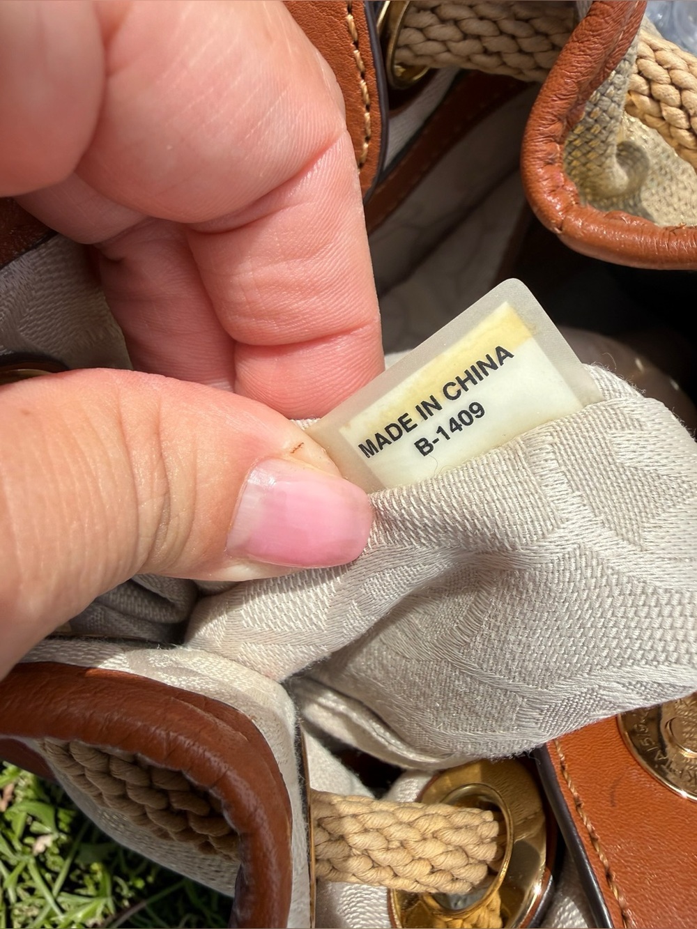 Michael Kors Marina Canvas Drawstring Bucket Bag, Brown Leather - Picture 7 of 9
